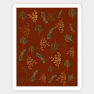 Brown Festive Leaf Design for Christmas and Seasonal Holidays Sticker